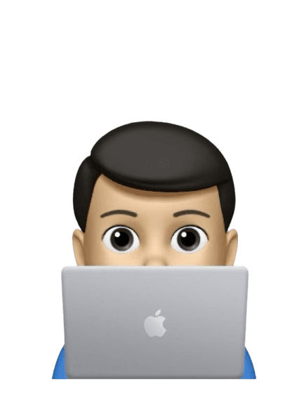 Person peeking from behind laptop